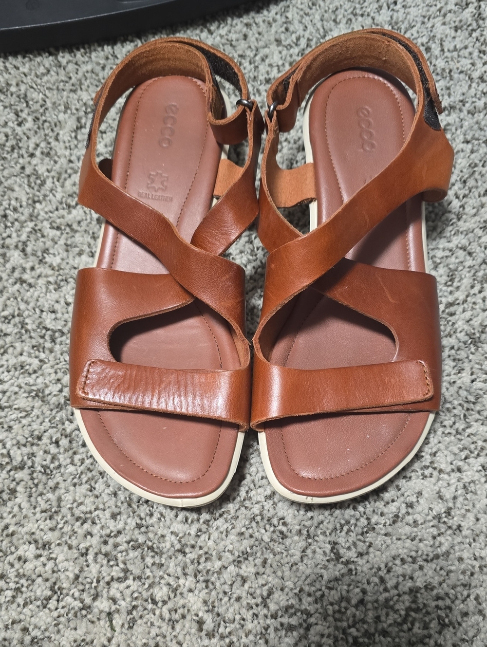 Ecco Women's Tan Brown Leather Strappy Sandals